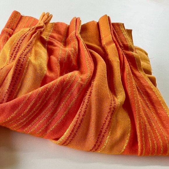 Vintage 70s orange curtain, striped woven panel, 1970s window treatment, choice: - Picture 8 of 8